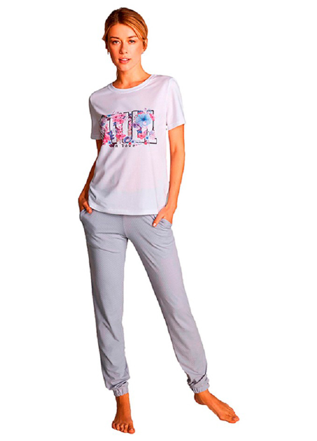 Білий демісезонний комплект (футболка, штани) Ellen
