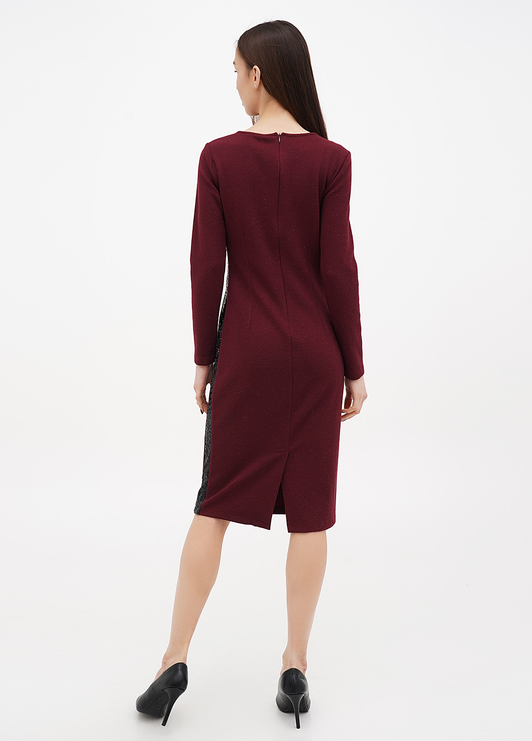 Бордова вечірня сукня силуетна Sassofono однотонна