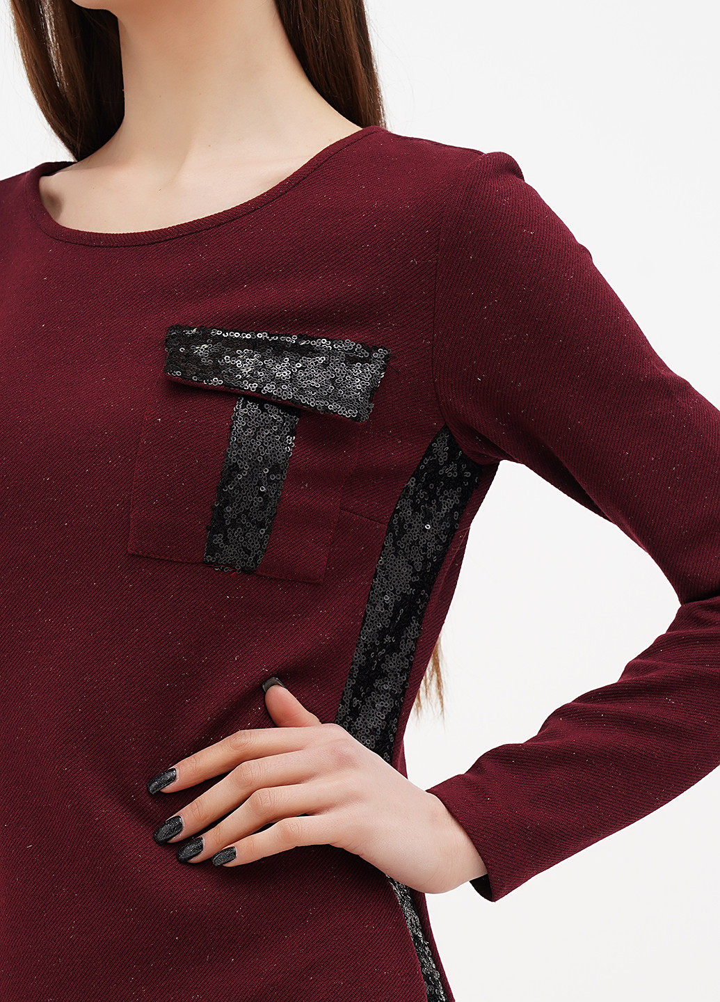 Бордова вечірня сукня силуетна Sassofono однотонна