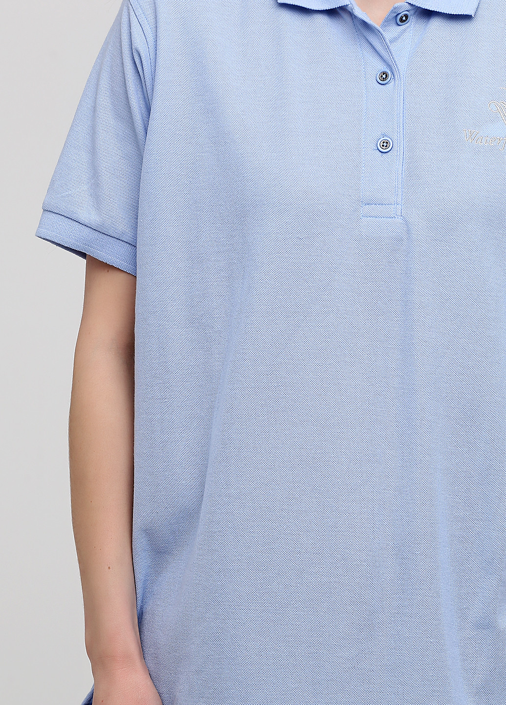 Голубой женская футболка-поло Port Company однотонная