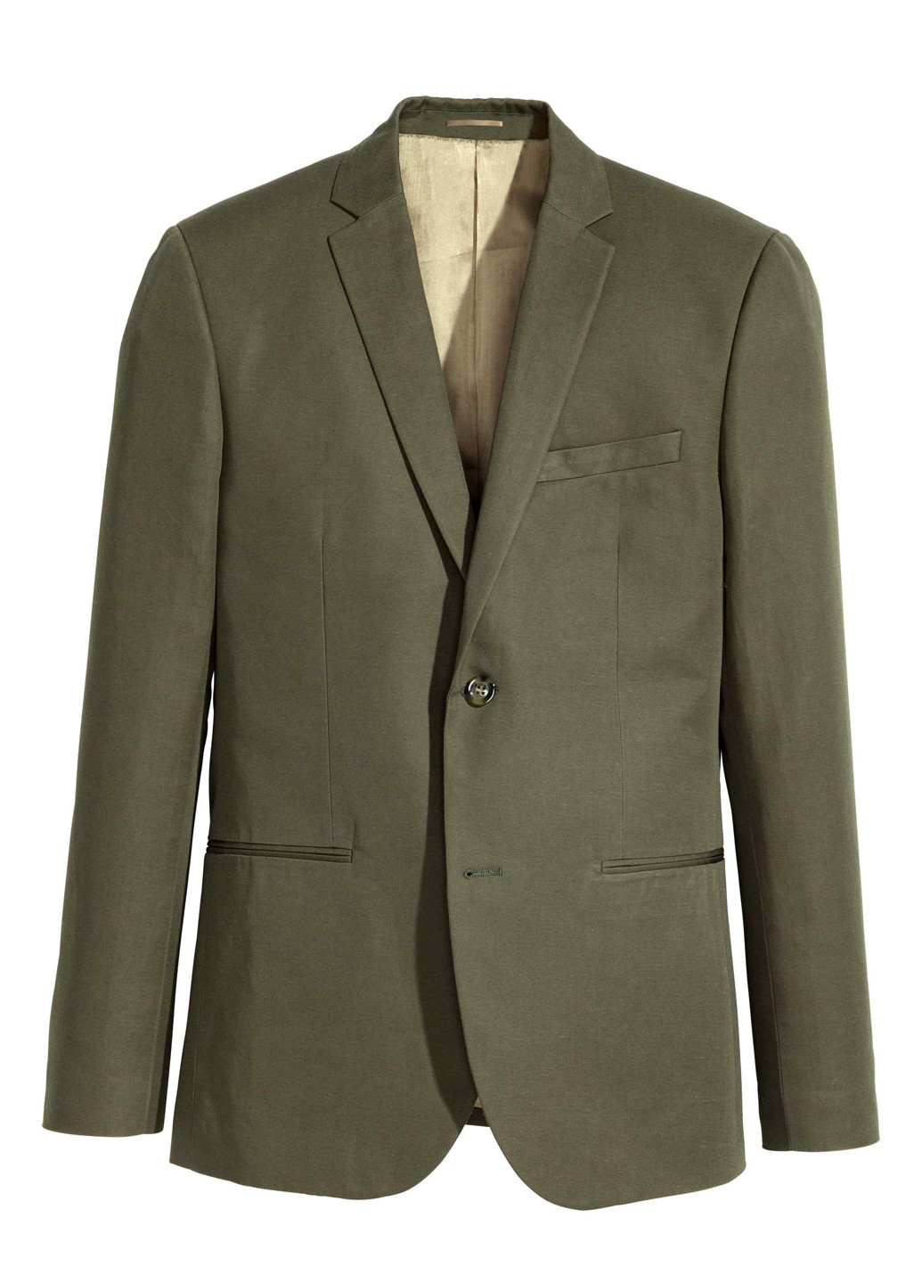 Пиджак H&M с длинным рукавом хаки кэжуал
