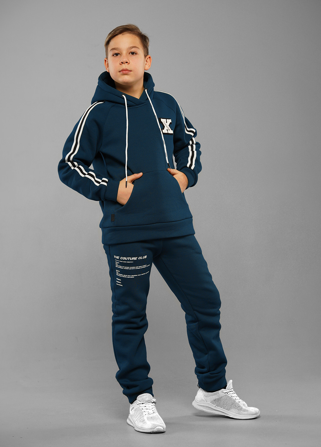 Синий демисезонный синий демисезонный спортивный костюм с принтом брючный Sinthia