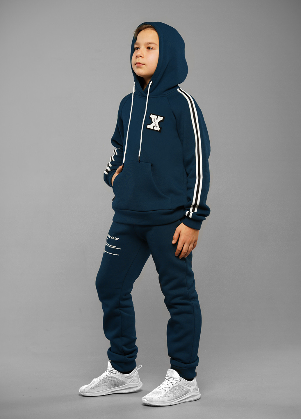 Синий демисезонный синий демисезонный спортивный костюм с принтом брючный Sinthia