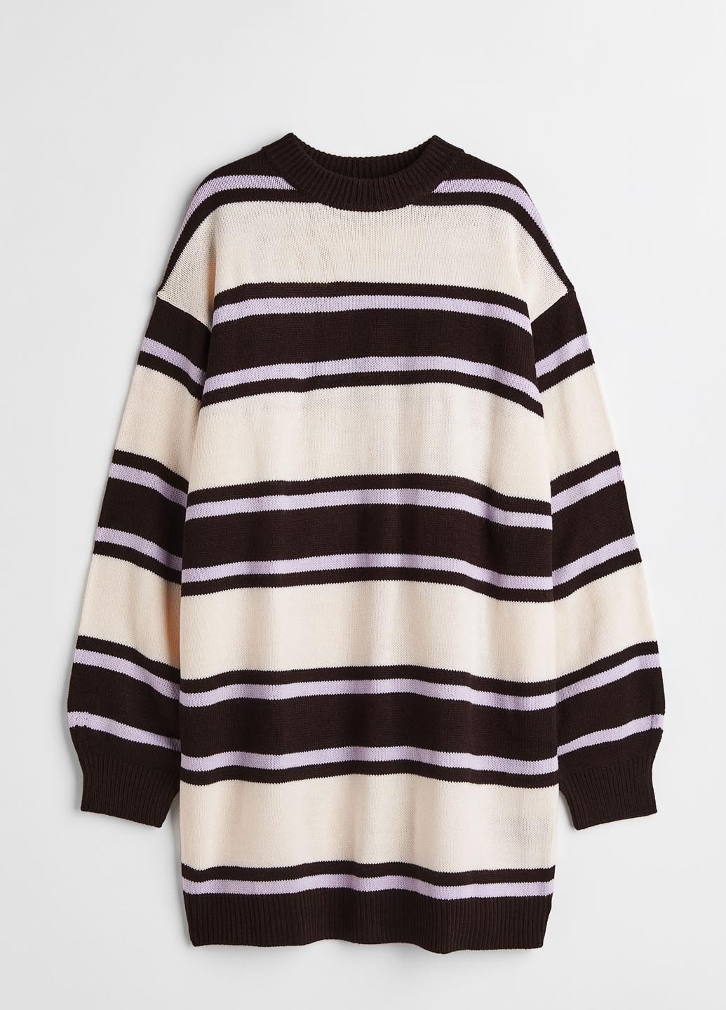 Черно-белое кэжуал платье оверсайз, платье-свитер H&M в полоску