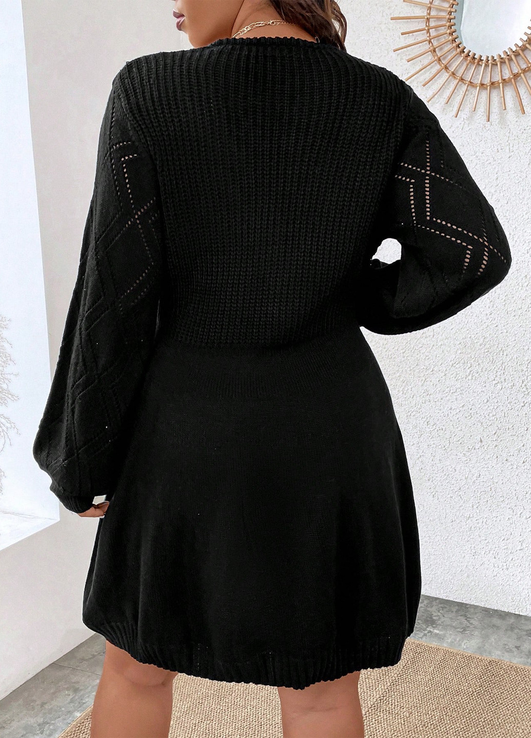 Чорна кежуал сукня сукня светр SHEIN однотонна