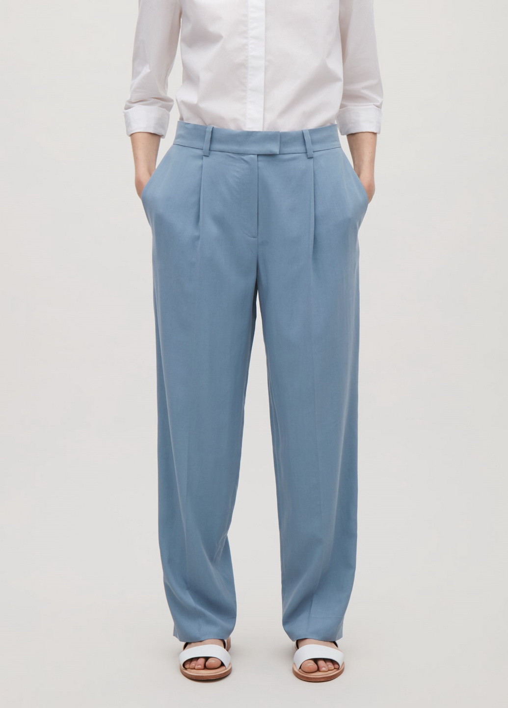 Голубые кэжуал летние прямые брюки Cos