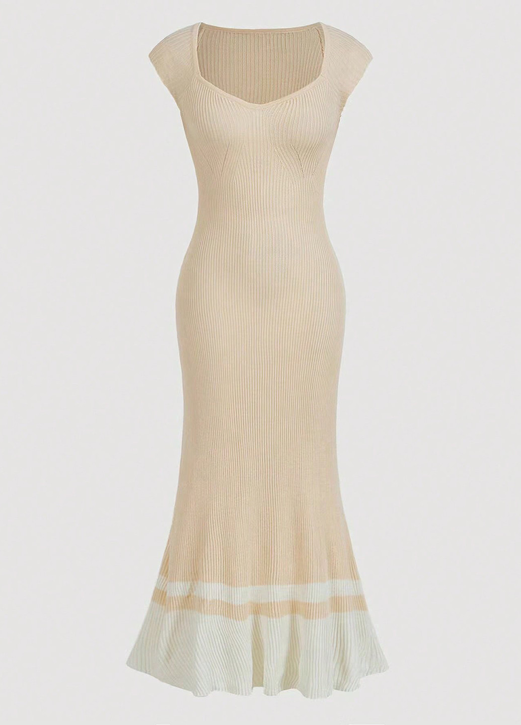 Кремовое кэжуал платье годе SHEIN однотонное