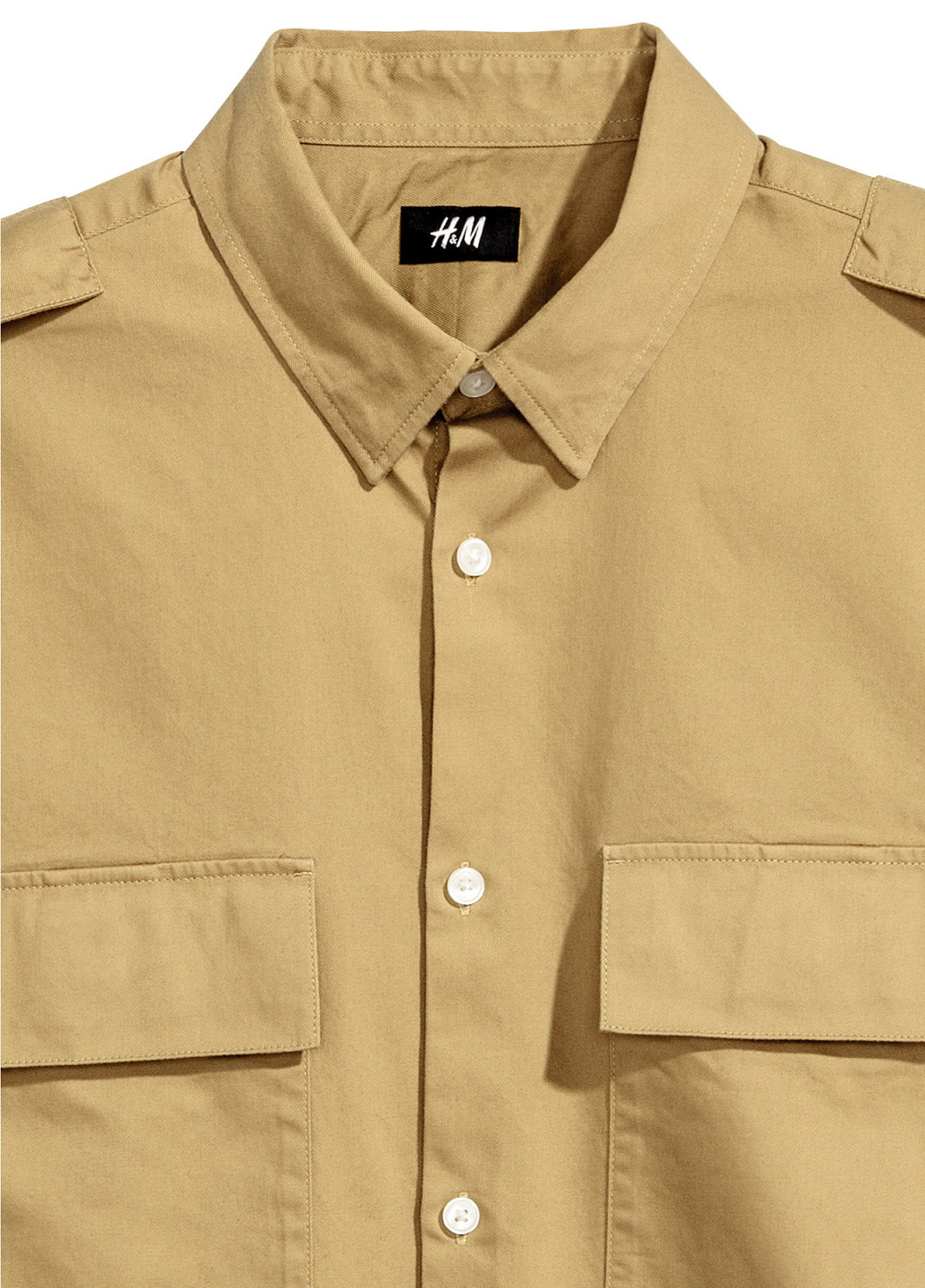 Песочная кэжуал рубашка однотонная H&M