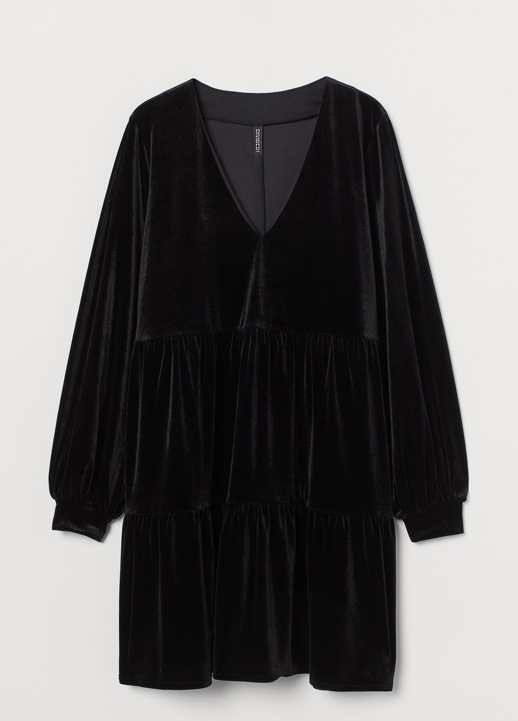 Черное кэжуал платье велюр H&M однотонное