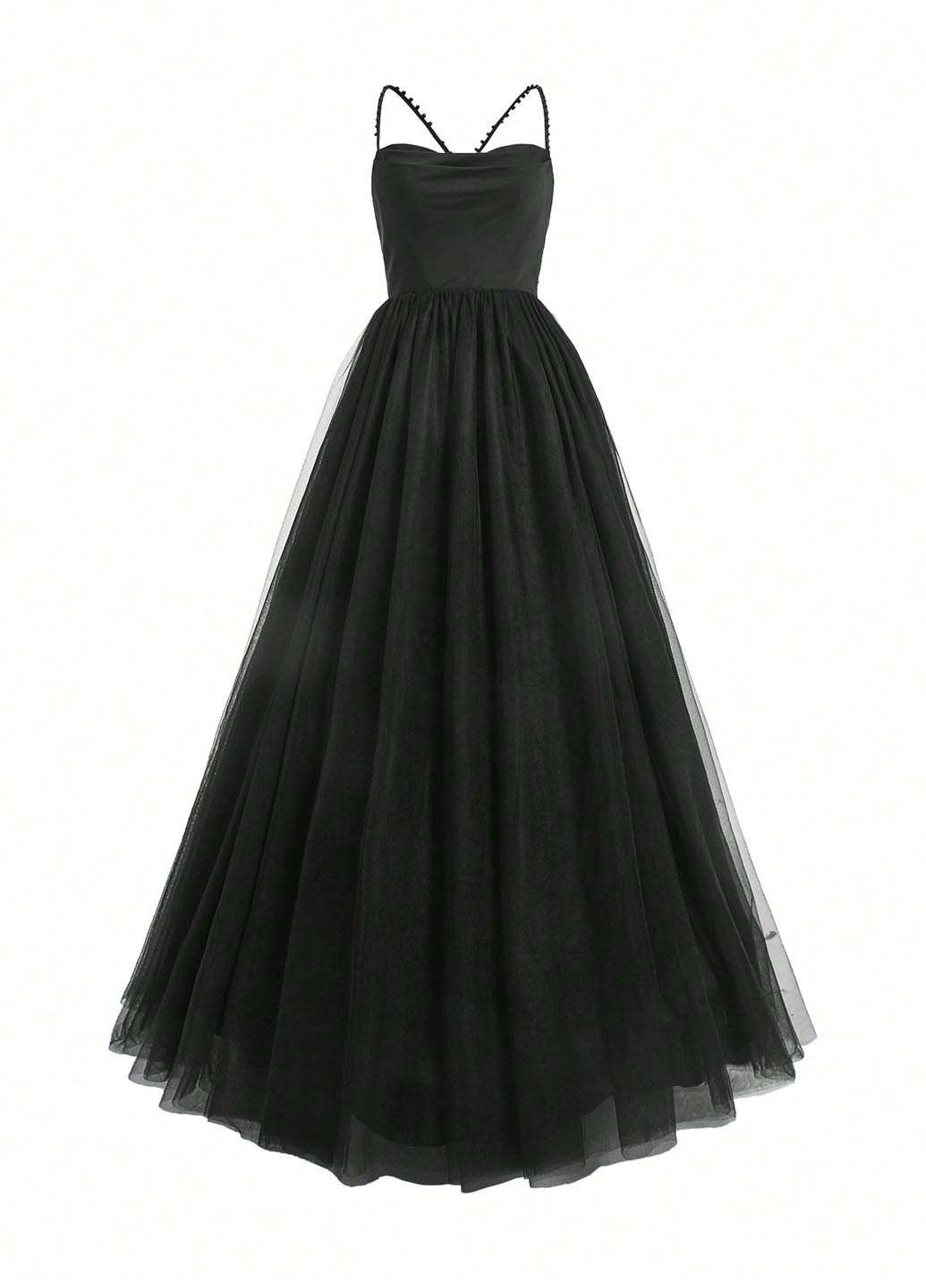 Чорна святковий, вечірня сукня з відкритою спиною, з пишною спідницею SHEIN однотонна