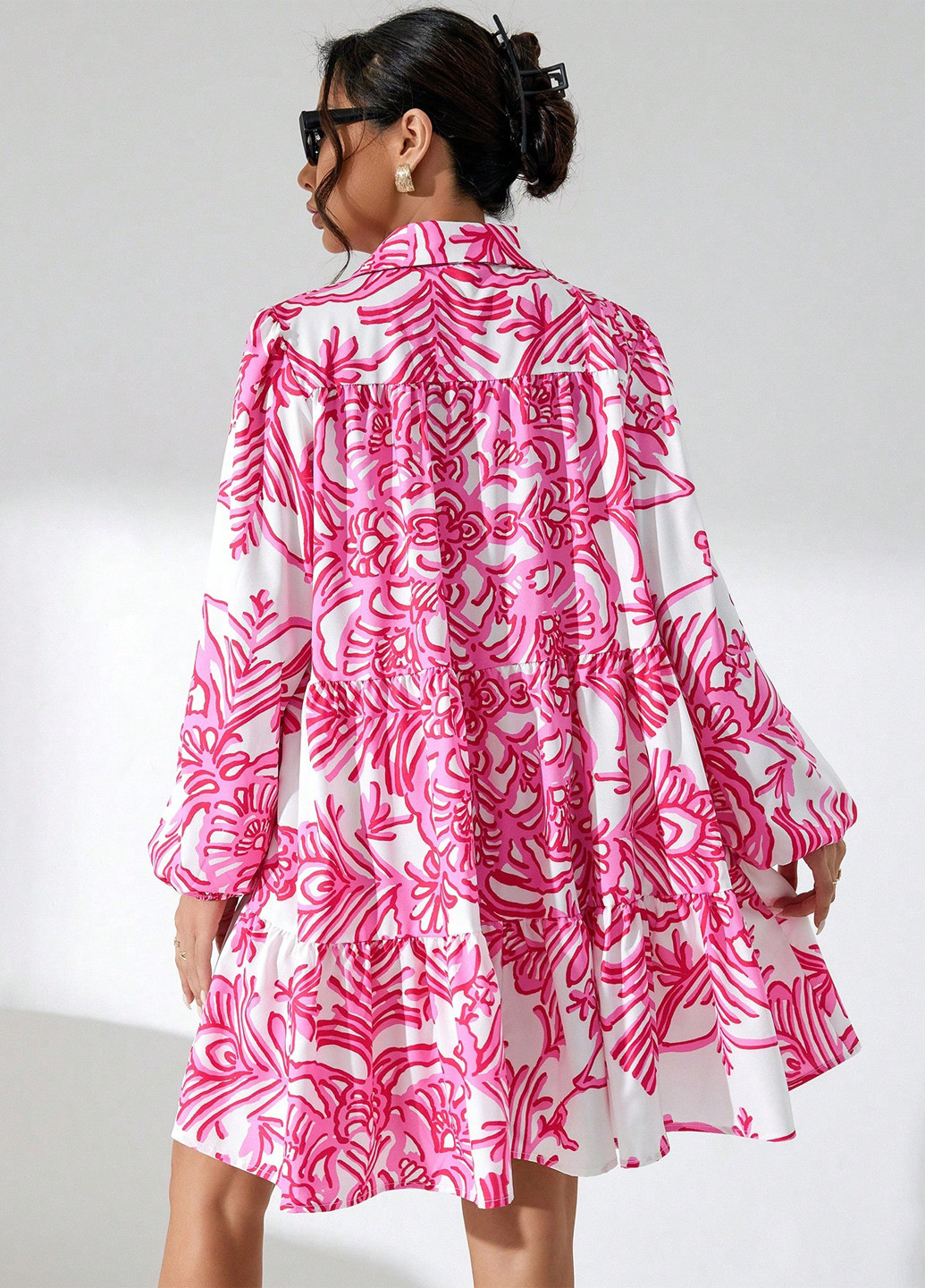 Комбінована кежуал сукня сукня-сорочка SHEIN з квітковим принтом