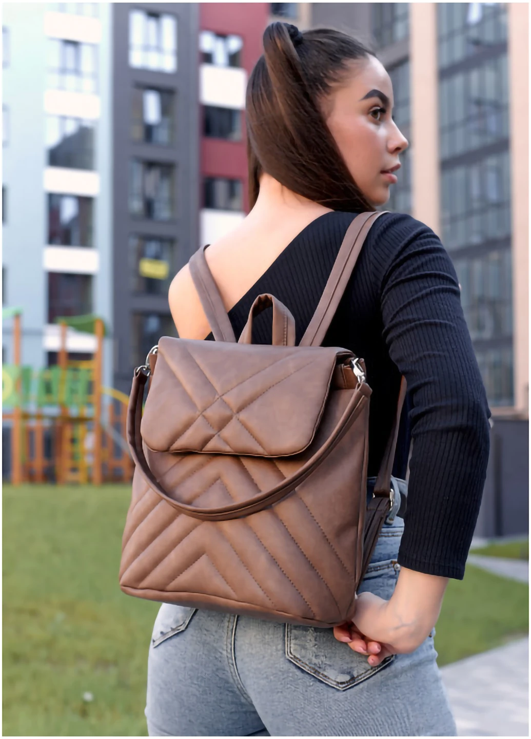 Женский рюкзак-сумка 30х26х14 см Sambag (253490413)