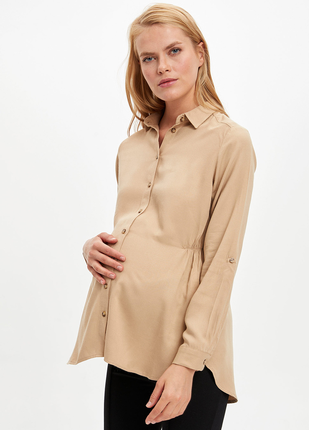 Песочная демисезонная блуза для беременных DeFacto