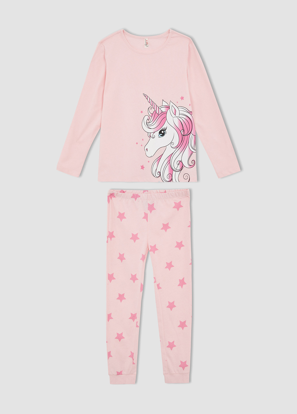 Светло-розовая всесезон пижама (лонгслив, брюки) лонгслив + брюки DeFacto