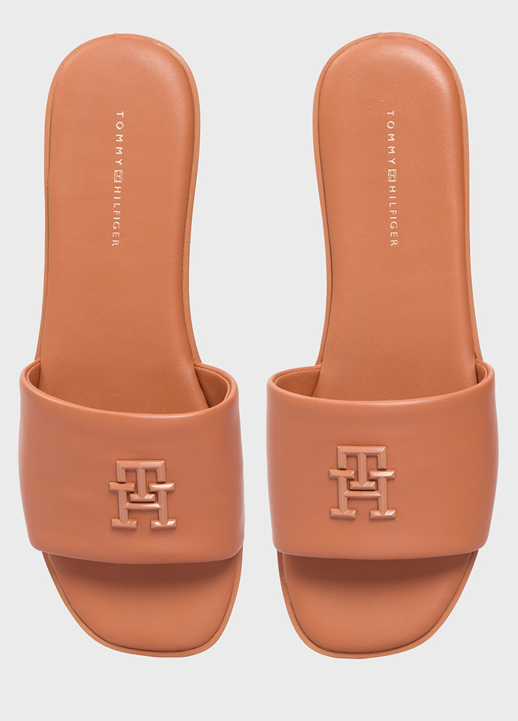 Рыжие шлепанцы Tommy Hilfiger с логотипом