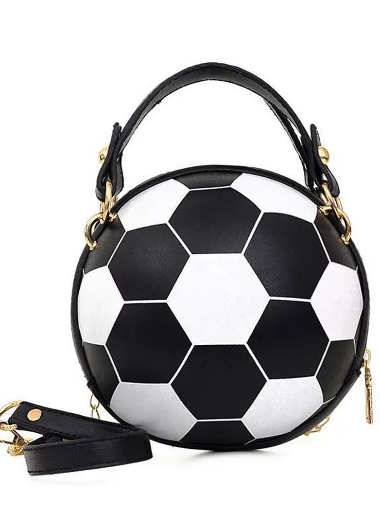 Жіноча класична кругла сумка футбольний м'яч на ланцюжку чорна NoName (251204049)