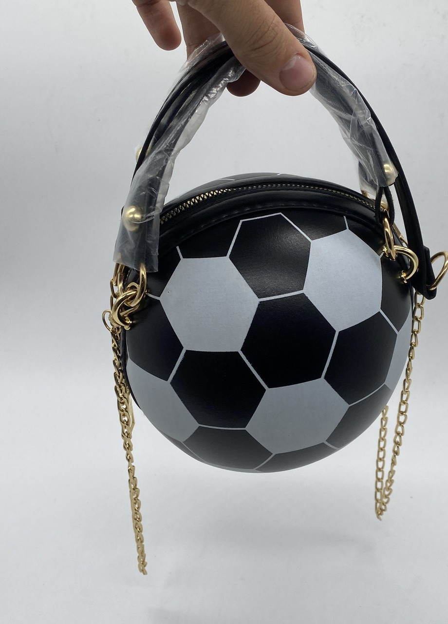 Жіноча класична кругла сумка футбольний м'яч на ланцюжку чорна NoName (251204049)