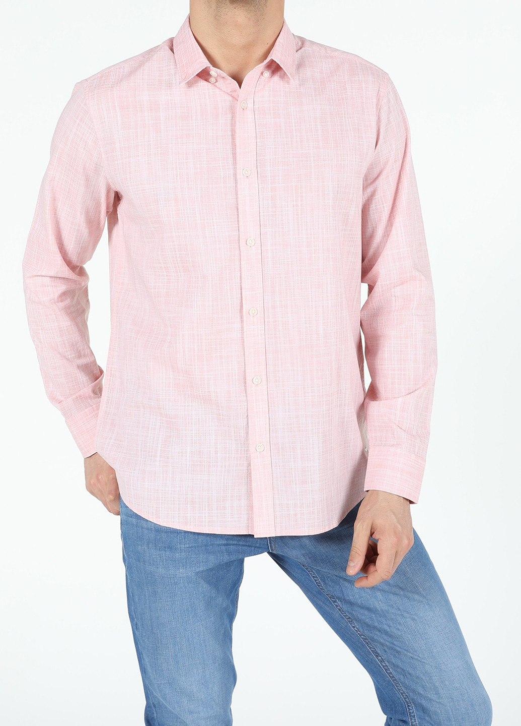 Светло-розовая кэжуал рубашка меланж Colin's