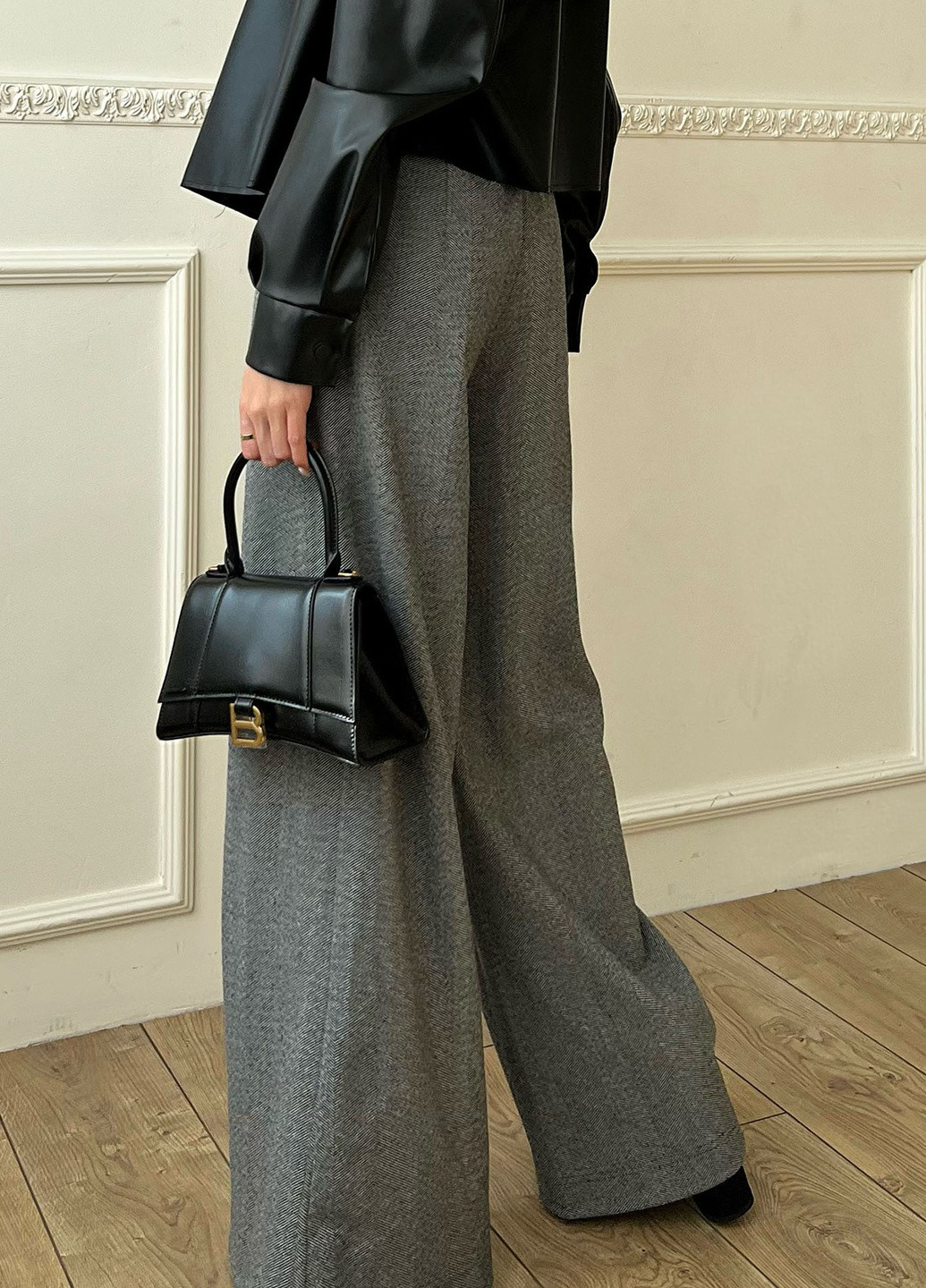 Брюки-палоццо у сірому кольорі з шерсті Jadone Fashion (254868744)