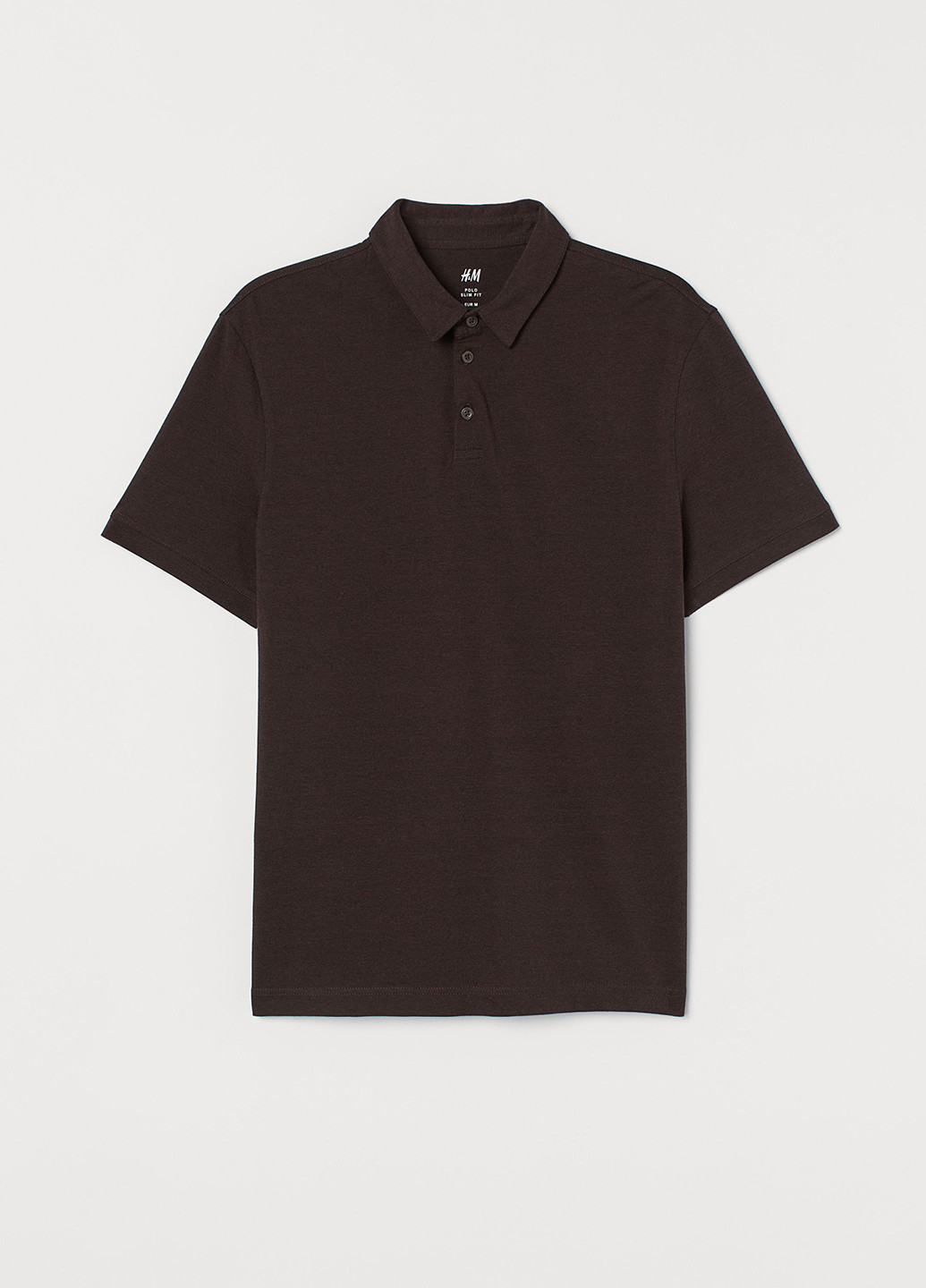 Темно-коричневая футболка-поло для мужчин H&M однотонная