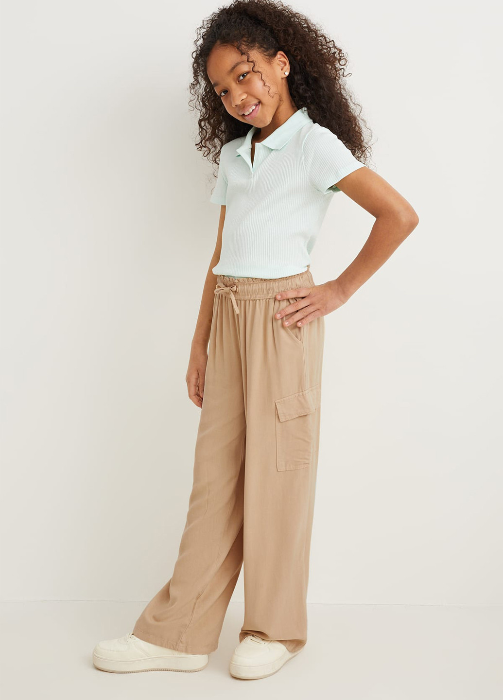 Бежевые кэжуал летние карго брюки C&A