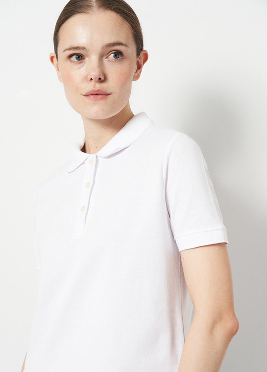 Белая женская футболка-поло Sol's однотонная