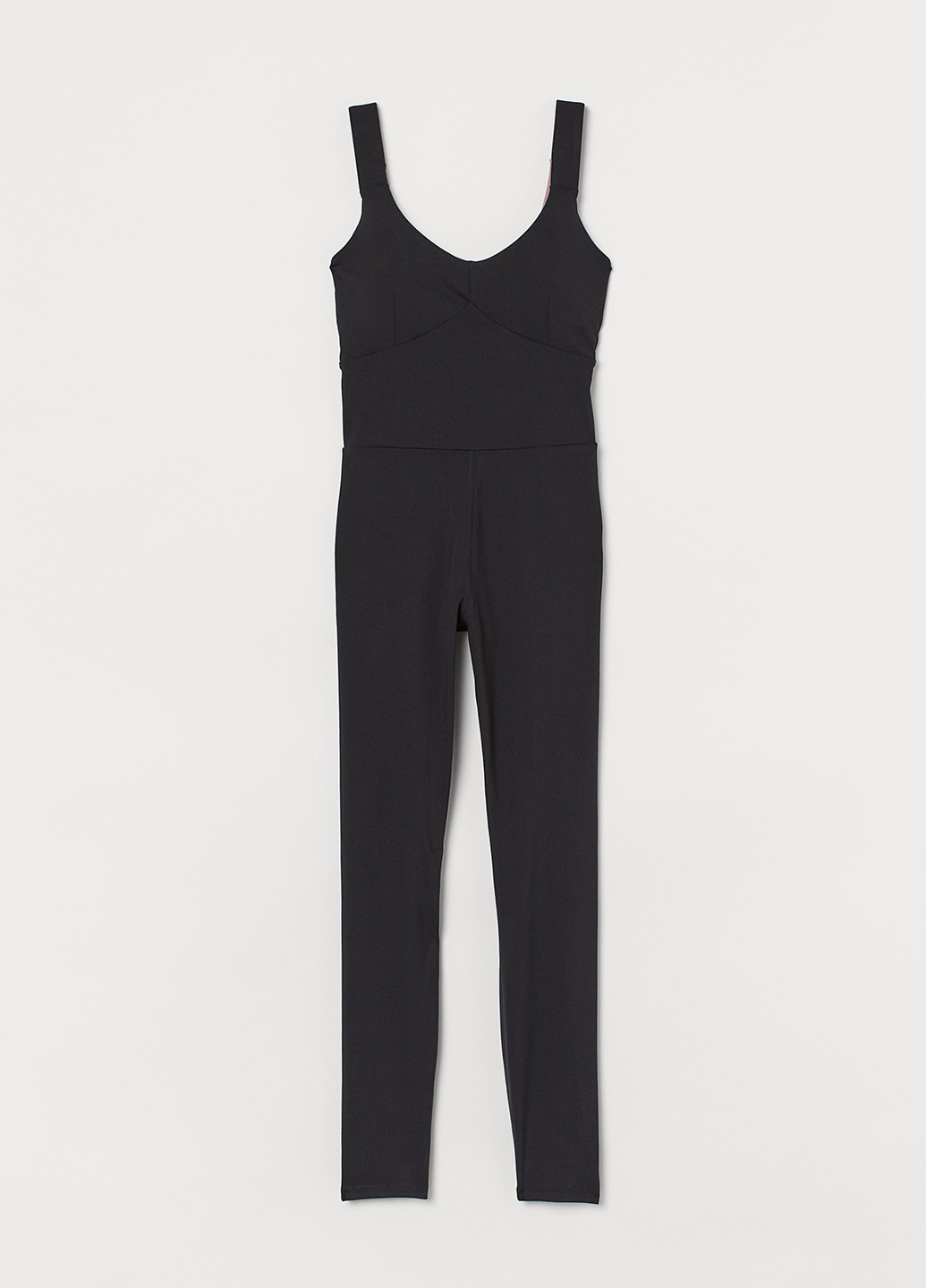 Комбинезон H&M комбинезон-брюки однотонный чёрный спортивный полиэстер