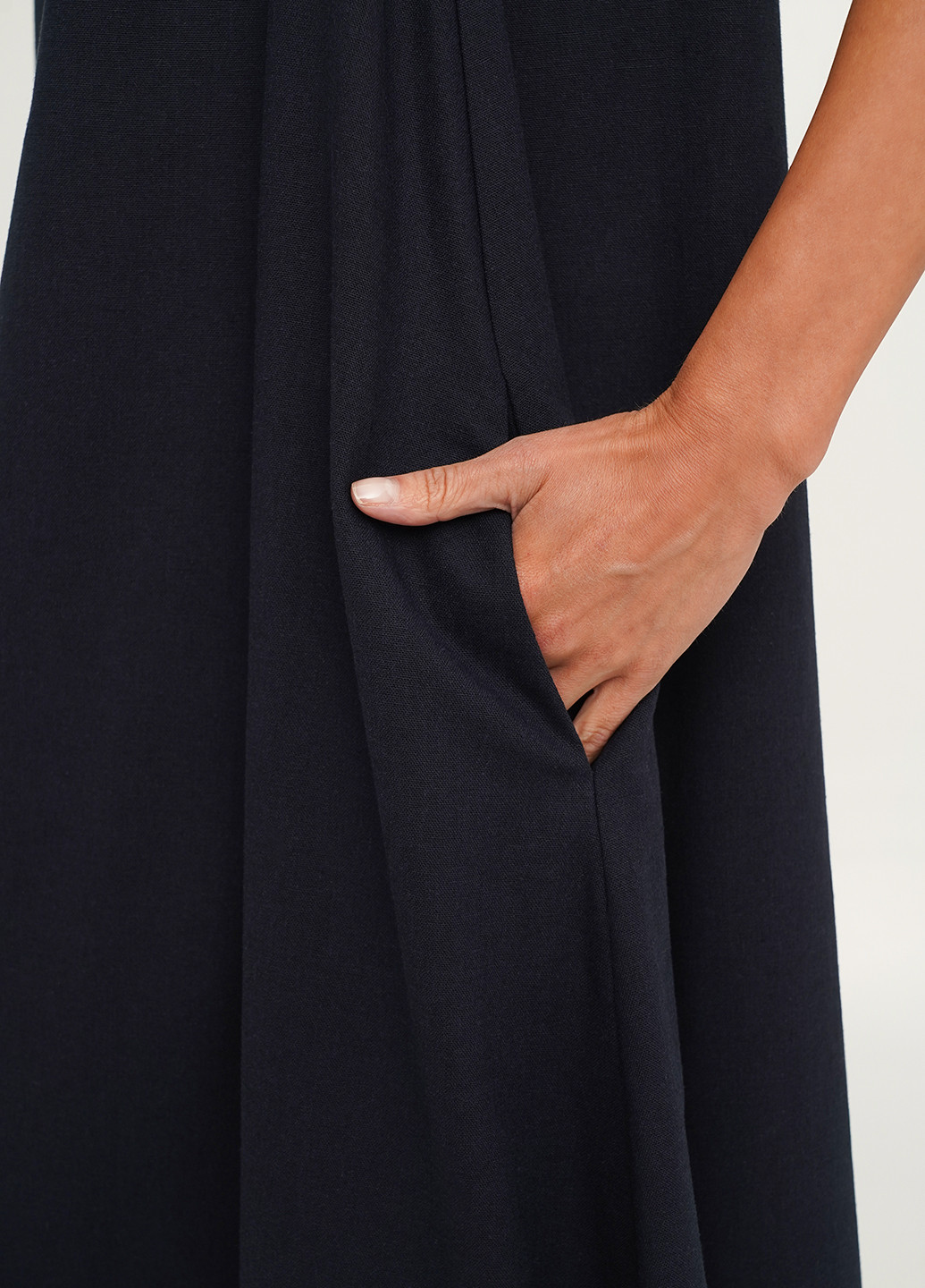 Темно-синя кежуал сукня лляна з глибоким вирізом оверсайз KASTA design однотонна