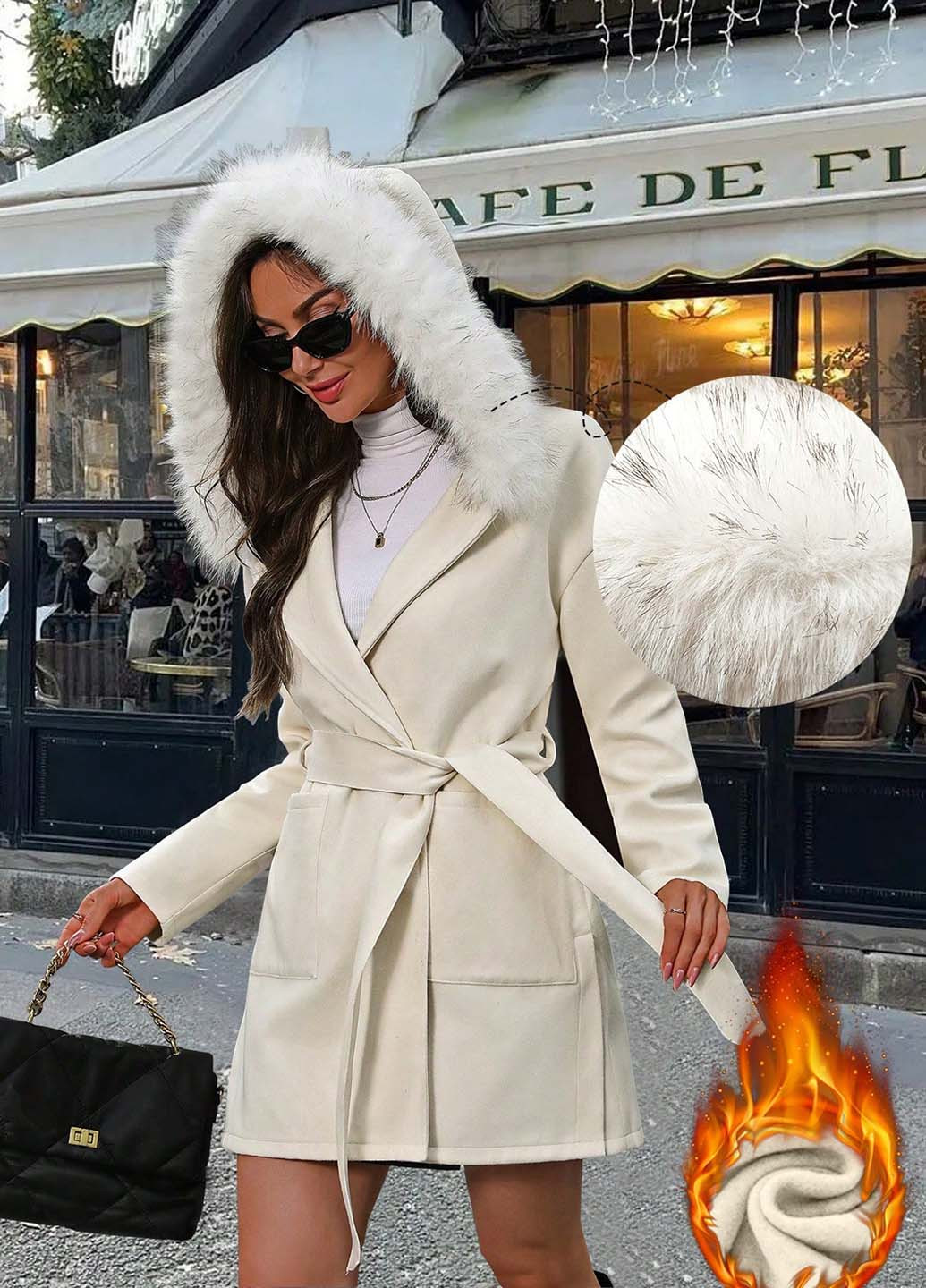 Кремове демісезонне Пальто SHEIN