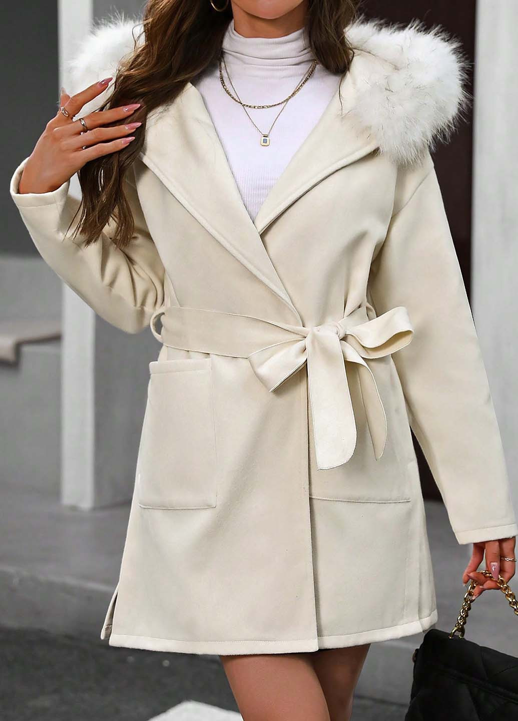 Кремове демісезонне Пальто SHEIN