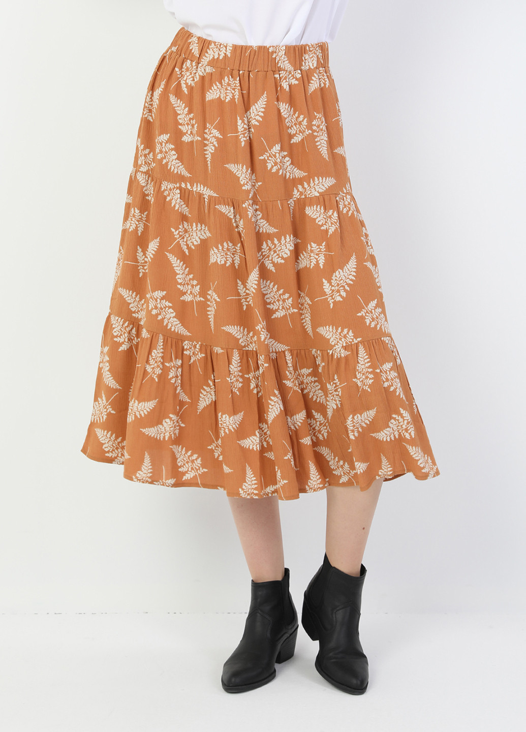 Оранжевая кэжуал с рисунком юбка Colin's клешированная