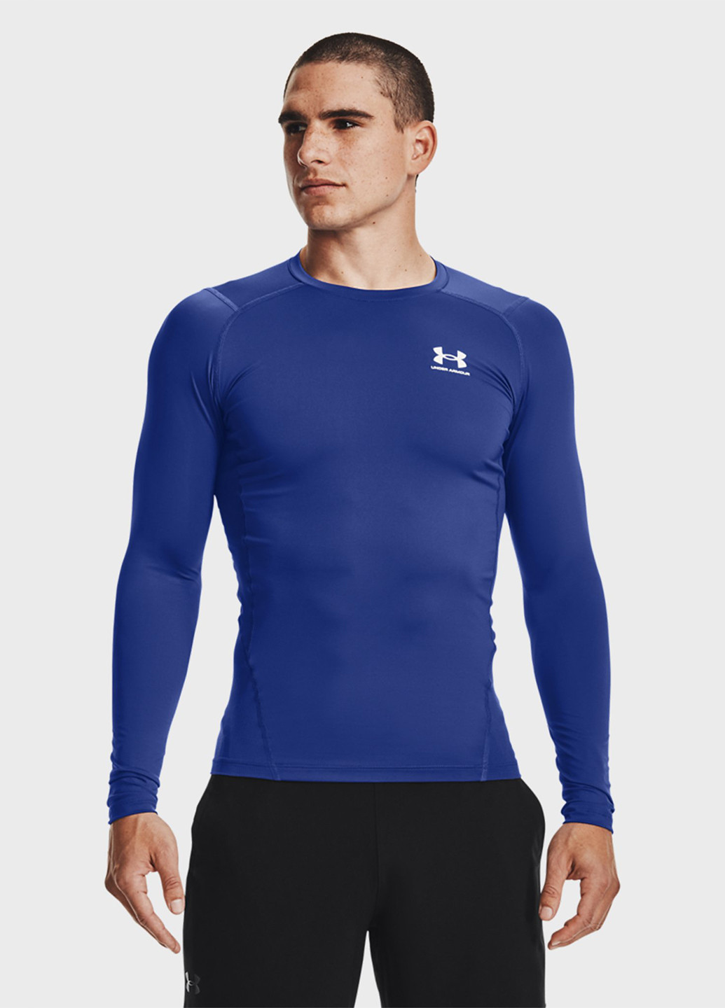 Синий демисезонный спортивный лонгслив Under Armour с логотипом