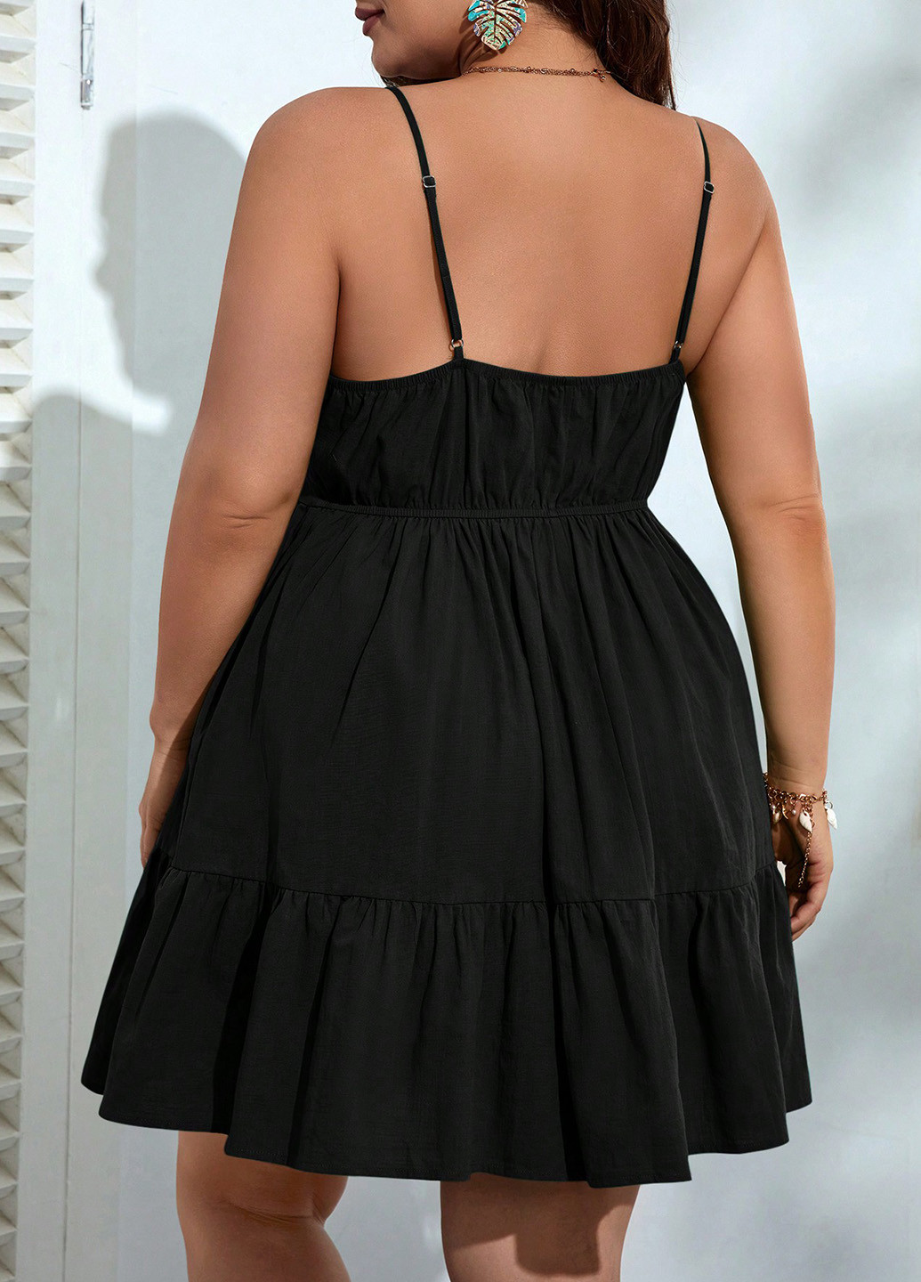 Чорна святковий, вечірня, кежуал сукня а-силует, з відкритою спиною, кльош SHEIN однотонна