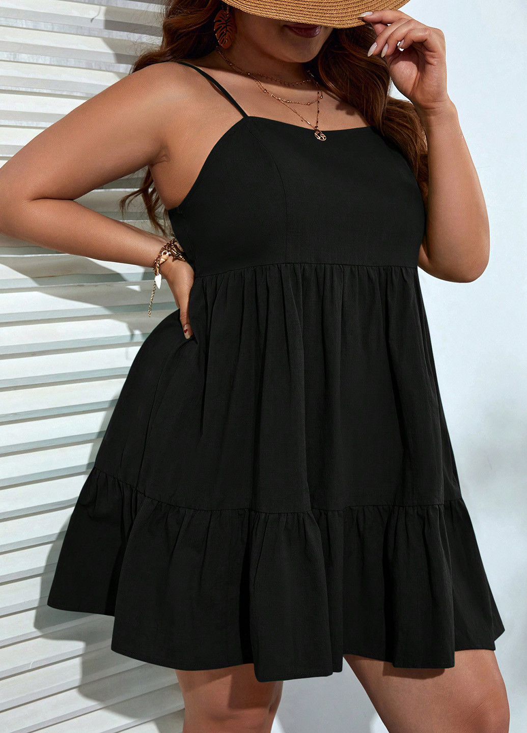 Чорна святковий, вечірня, кежуал сукня а-силует, з відкритою спиною, кльош SHEIN однотонна