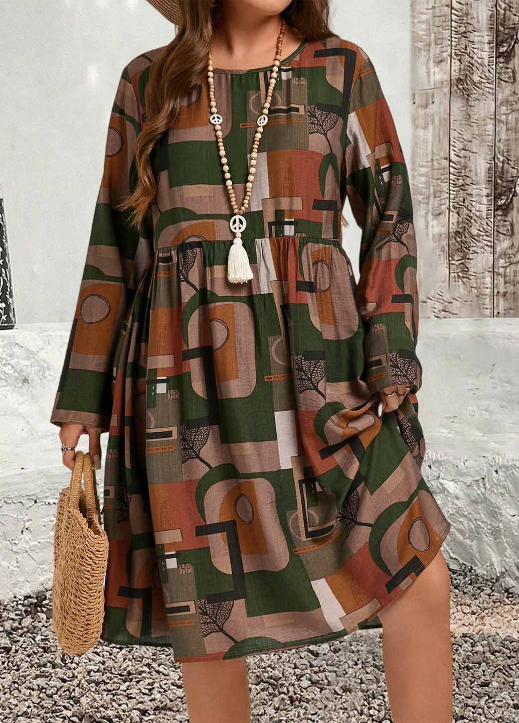 Комбінована кежуал сукня а-силует SHEIN з геометричним візерунком