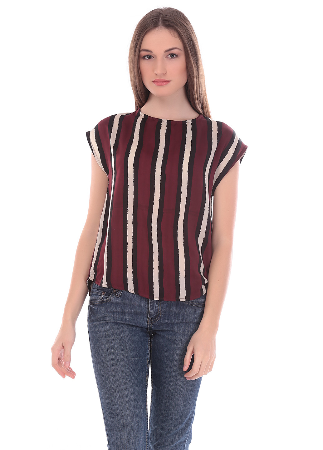 Бордовая блуза с коротким рукавом Friendtex