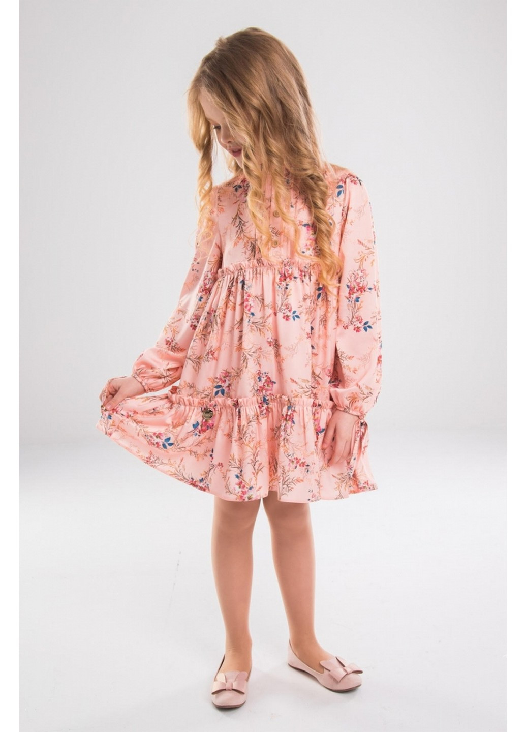 Персиковое платье длинный рукав Suzie (215054363)