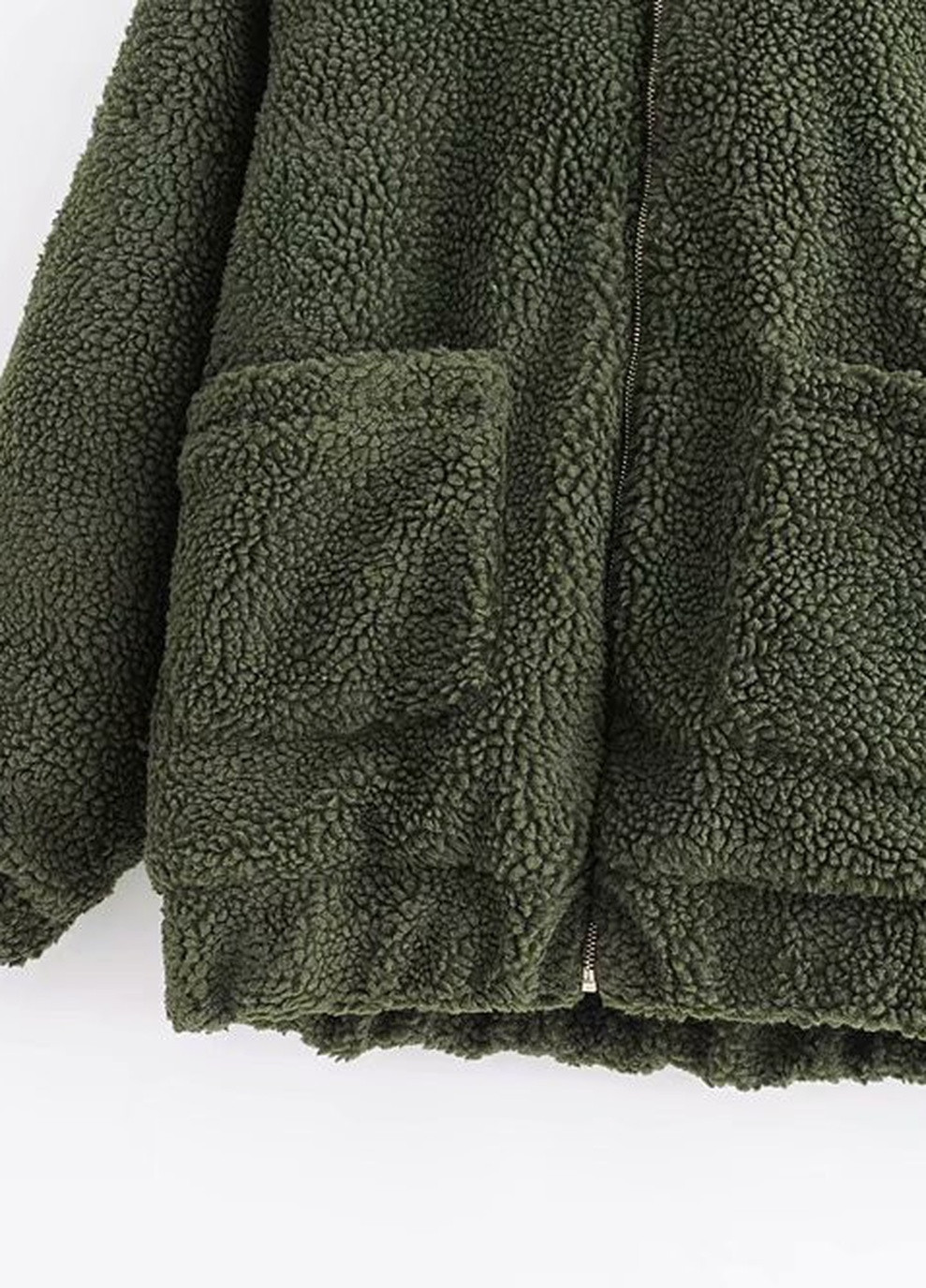 Зеленая демисезонная куртка женская из искусственного меха fluffy, зеленый Berni Fashion 55580