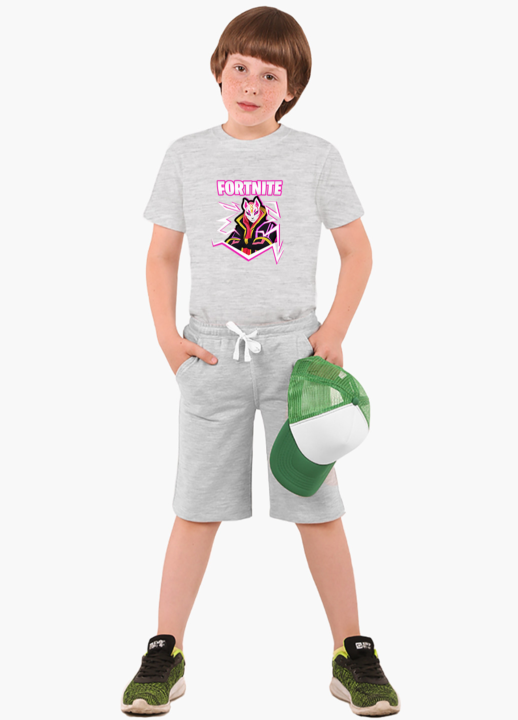 Светло-серая демисезонная футболка детская фортнайт (fortnite)(9224-1189) MobiPrint