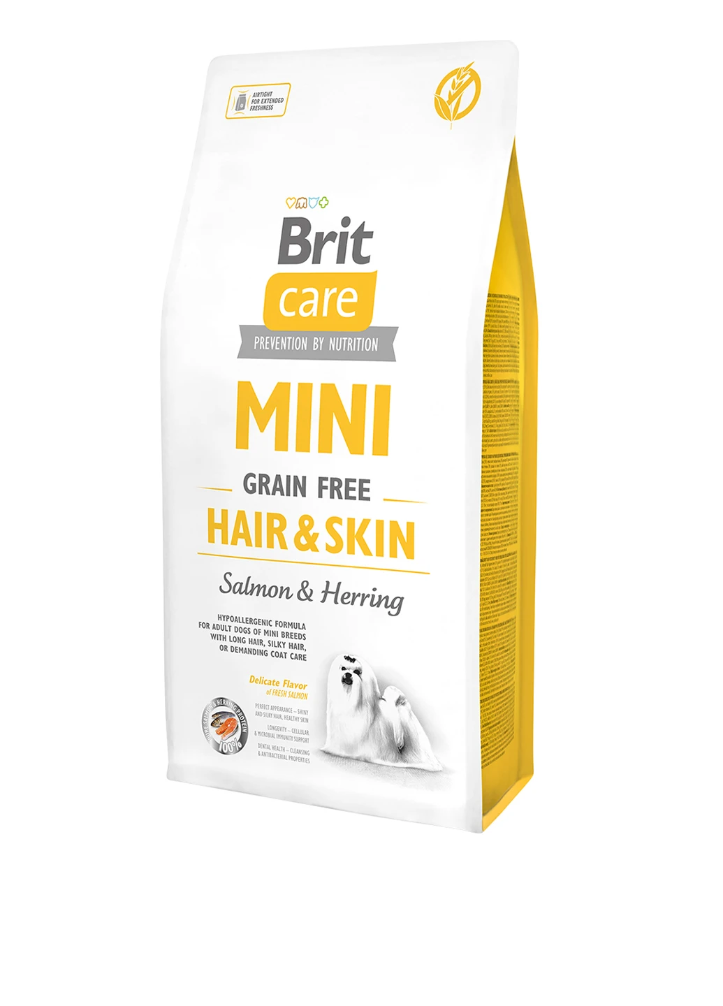Сухой корм Care Mini Grain Free Hair & Skin, для взрослых собак миниатюрных пород, для заботы о коже и шерсти, 7 кг Brit Care (136945964)