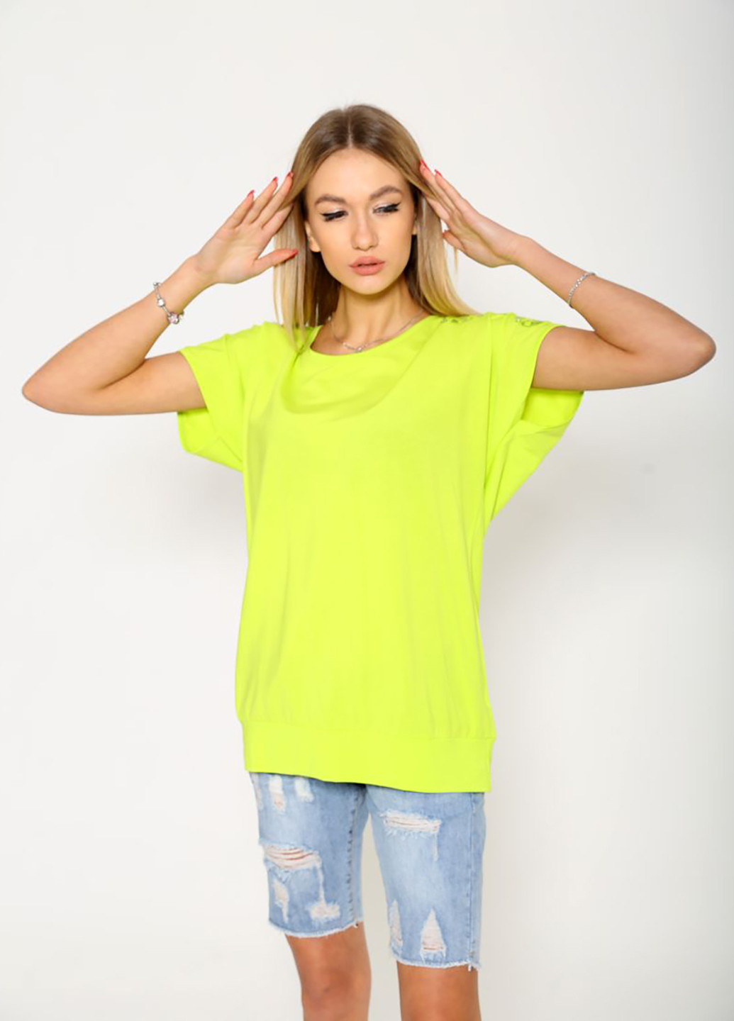 Кислотно-зеленая летняя футболка Ager
