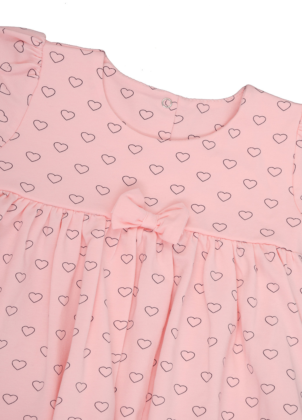 Персиковое кэжуал летьнее платье для девочки Фламинго Текстиль сердечки