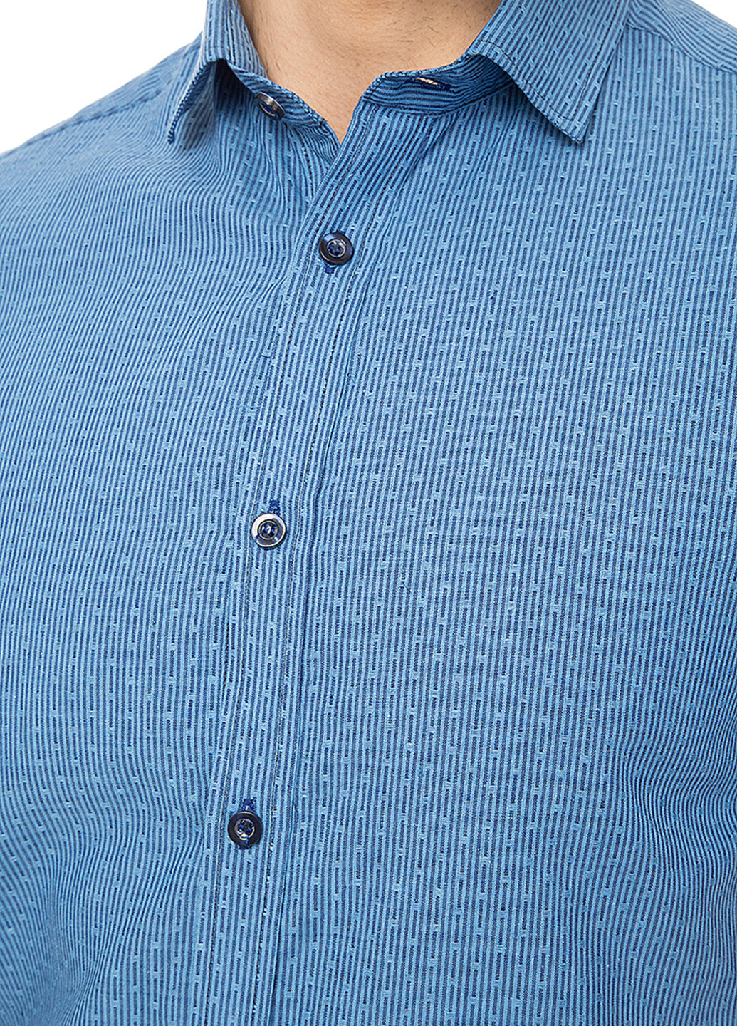 Голубой кэжуал рубашка в горошек VD One с коротким рукавом
