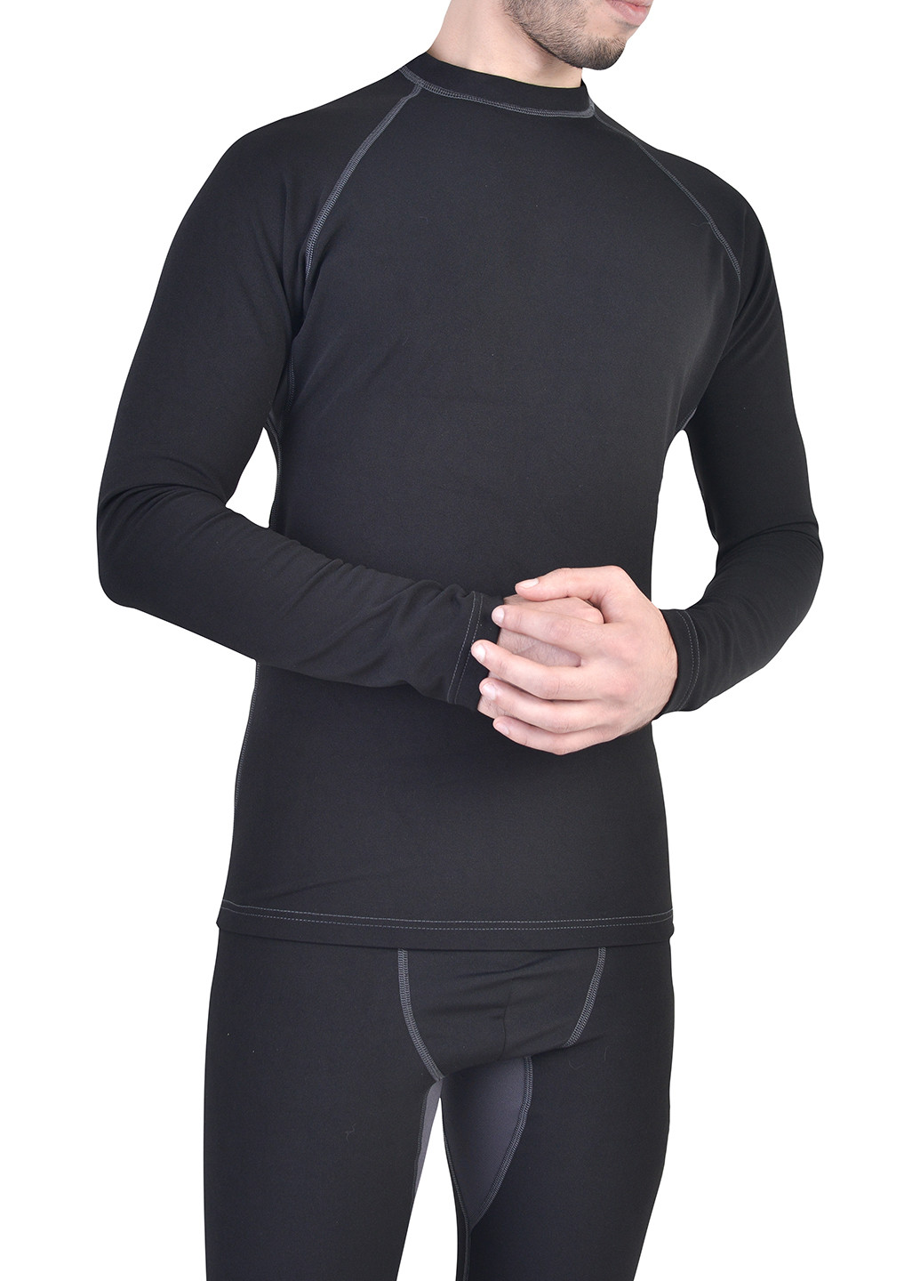 Термокостюм (реглан, кальсоны) CamP однотонный чёрный спортивный полиэстер