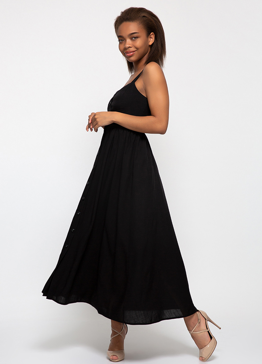 Черное кэжуал платье с открытыми плечами Lilove однотонное
