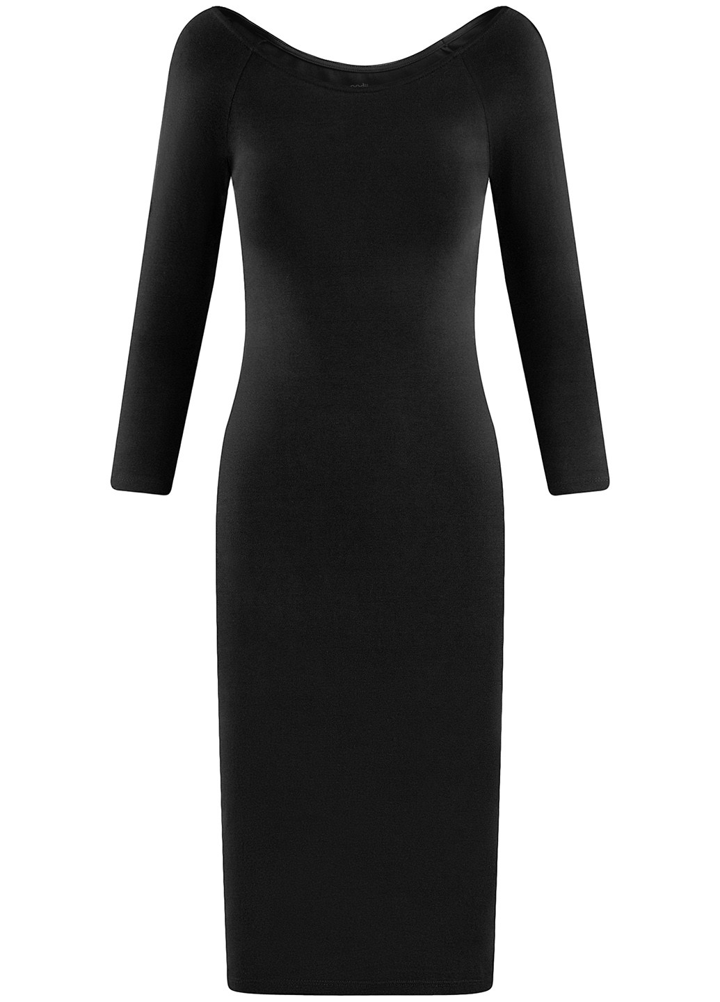 Черное деловое платье Oodji однотонное