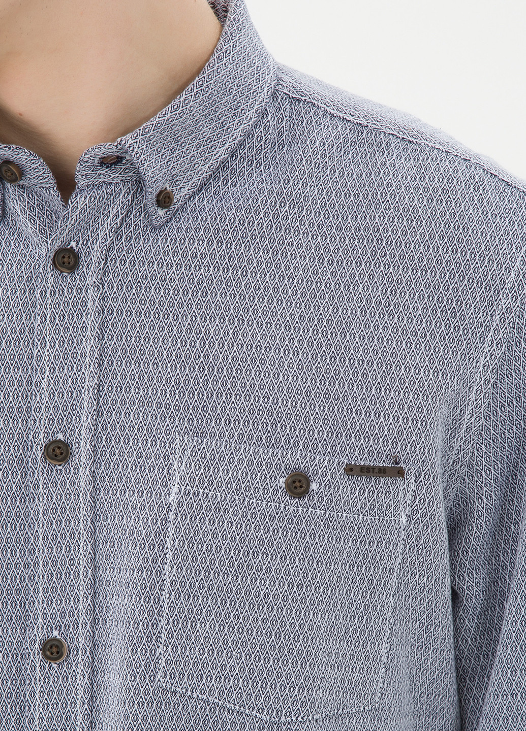 Серо-синяя кэжуал рубашка с геометрическим узором KOTON