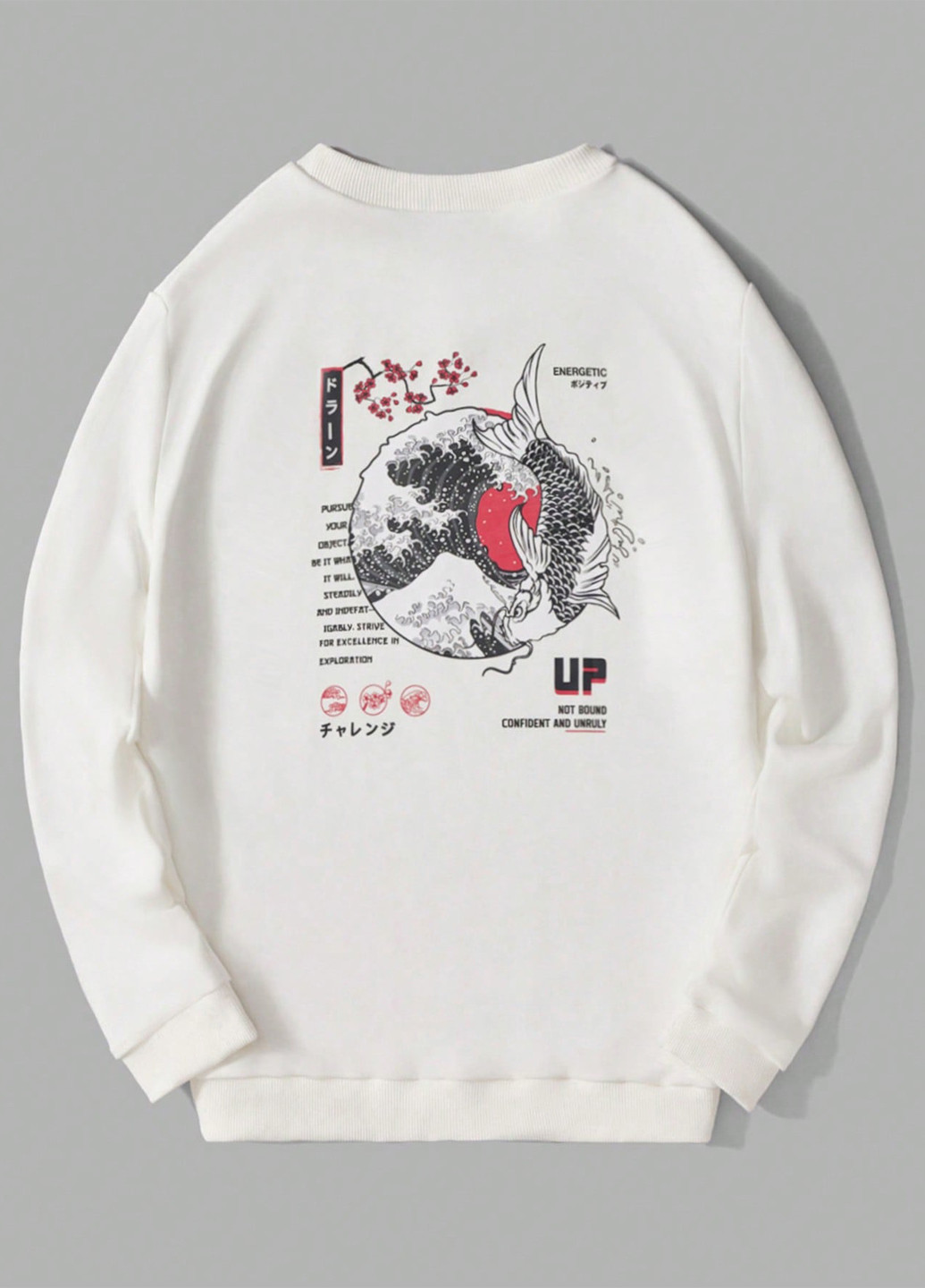 Білий світшот SHEIN малюнок без декору (366747646)