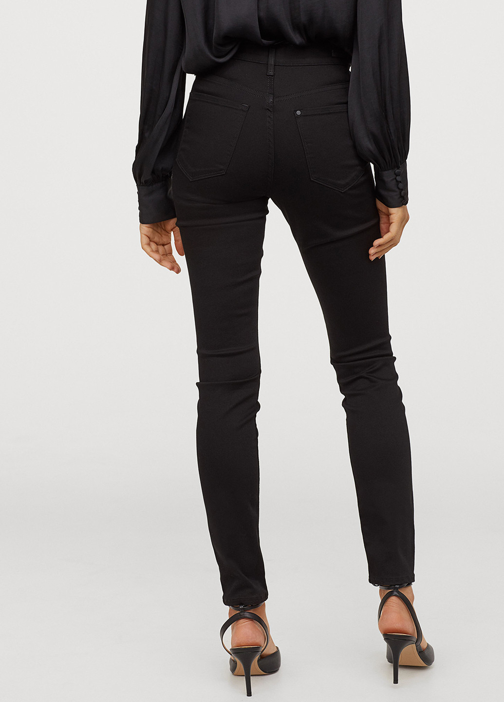 Джинси H&M скінні однотонні чорні джинсові поліестер, бавовна