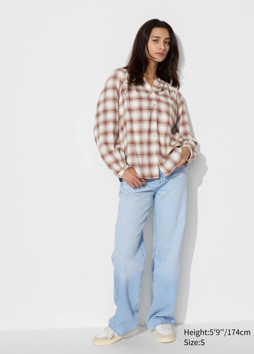 Красная кэжуал рубашка в клетку Uniqlo